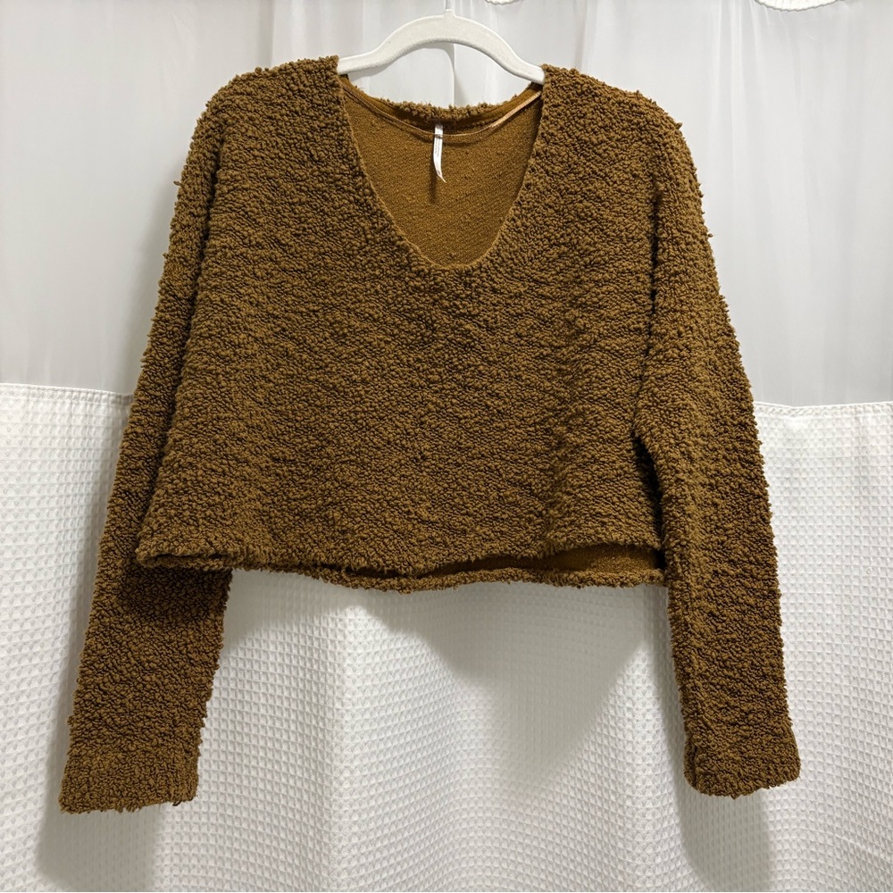 Free People Olive popcorn stitch Knit Sweater